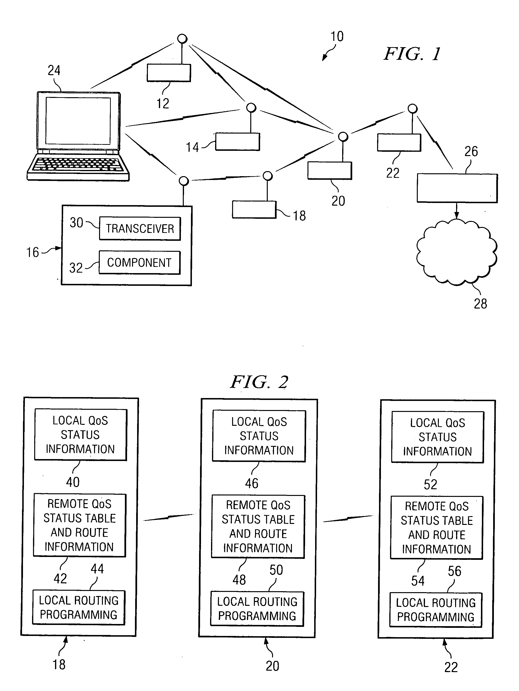 Quality of service aware robust link state routing for mesh networks