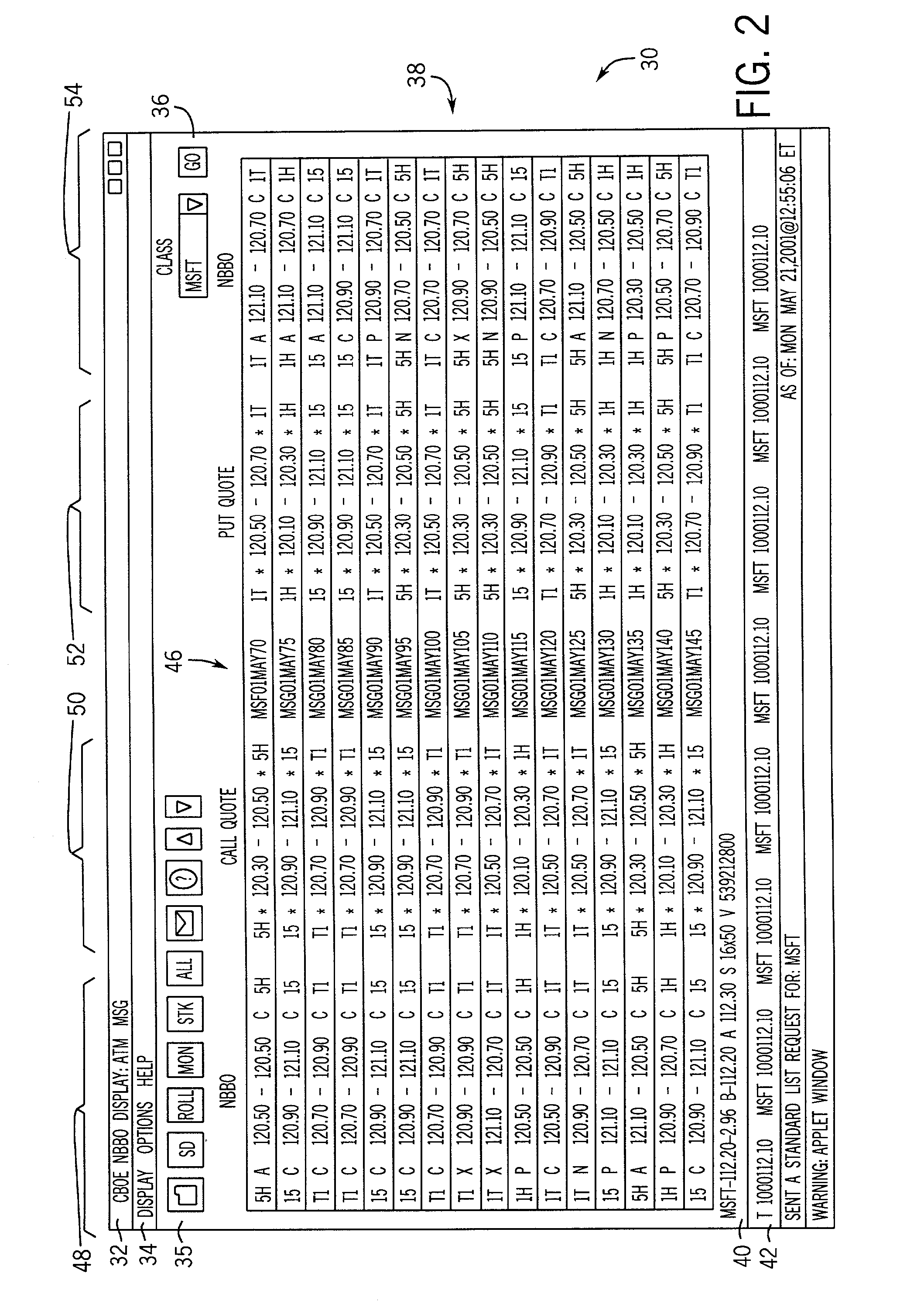 System and method for displaying option market information