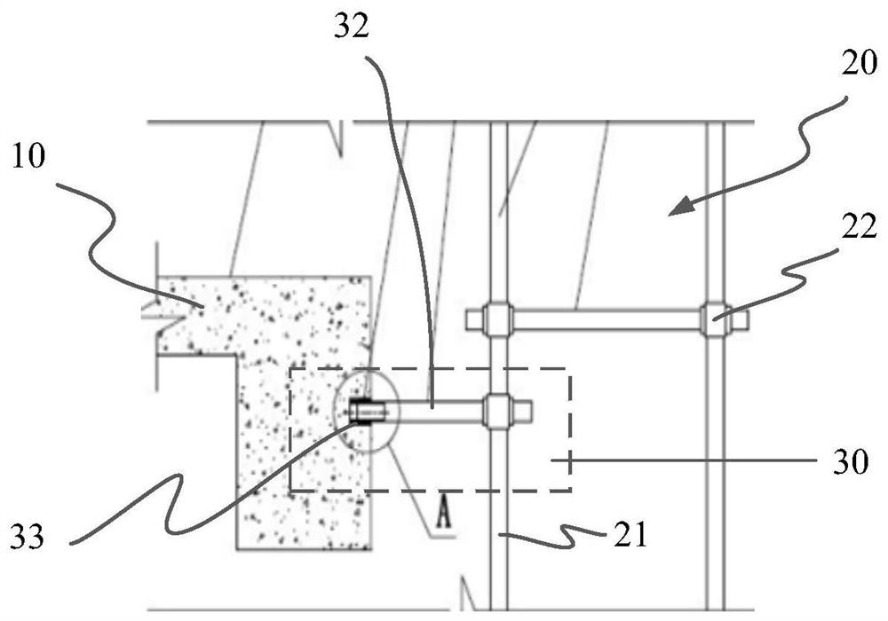 Scaffold wall connecting piece and construction method thereof
