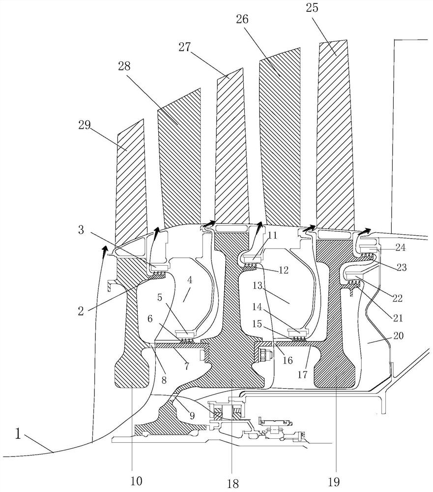 A high-power power turbine rotor axial force adjustment structure