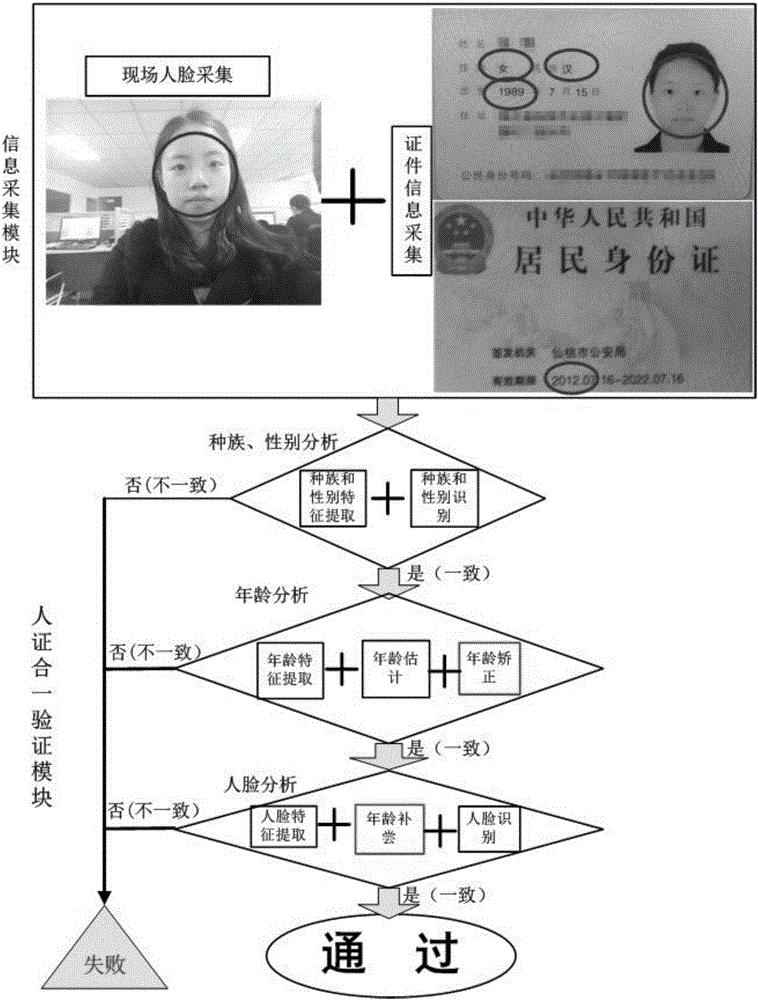 Face attribute analysis-based person and certificate integrated identity authentication method
