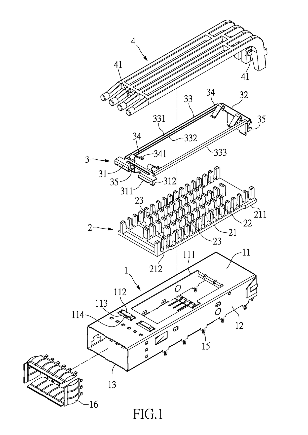 Connector housing with heat dissipation structure