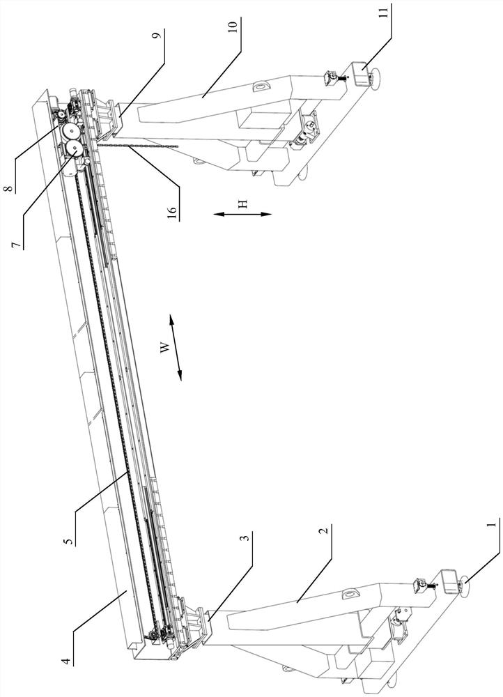 Railway line component laying and replacing gantry crane device and operation method thereof