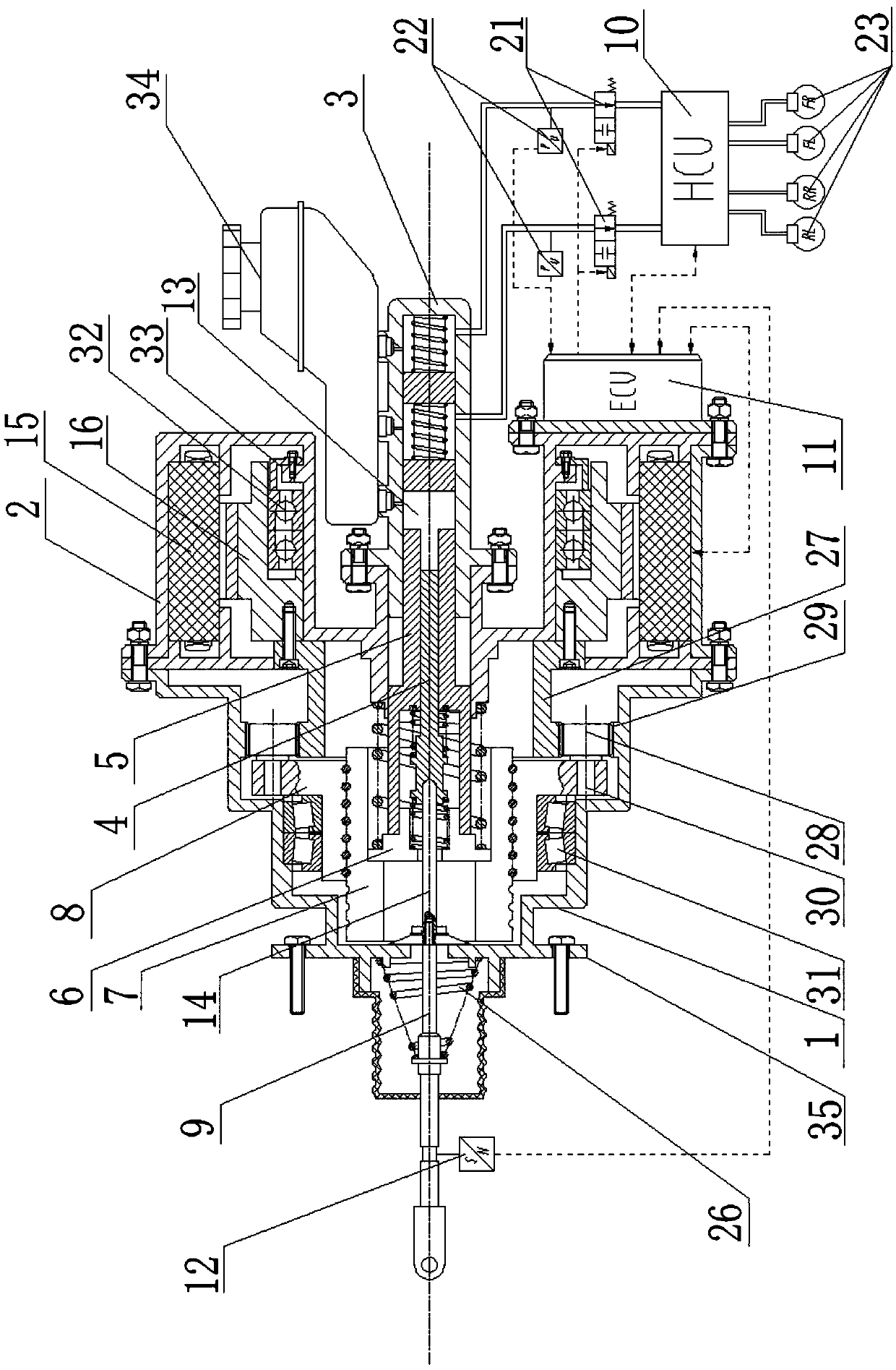 Integrated electric power braking system with novel coupling manner
