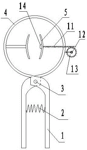 Artificial supplementary handheld electric waxberry girdling device with gear and rack reducing branch clamping function