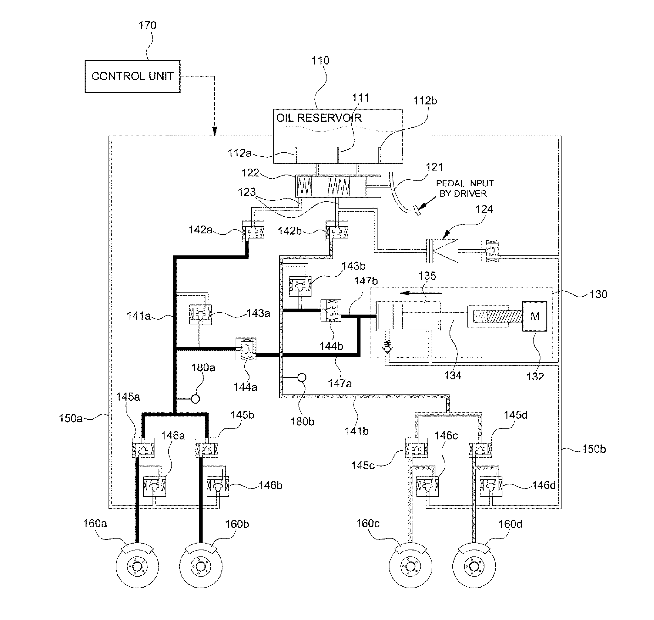 Electro-hydraulic brake system including isolated circuits and method of controlling the same
