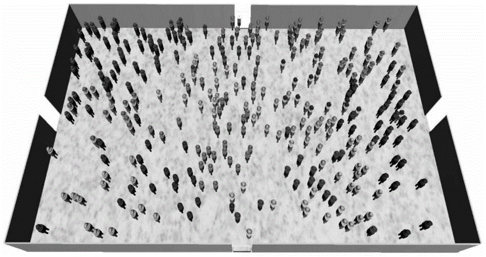 Computer simulation system for large-size crowd evacuation and method therefor