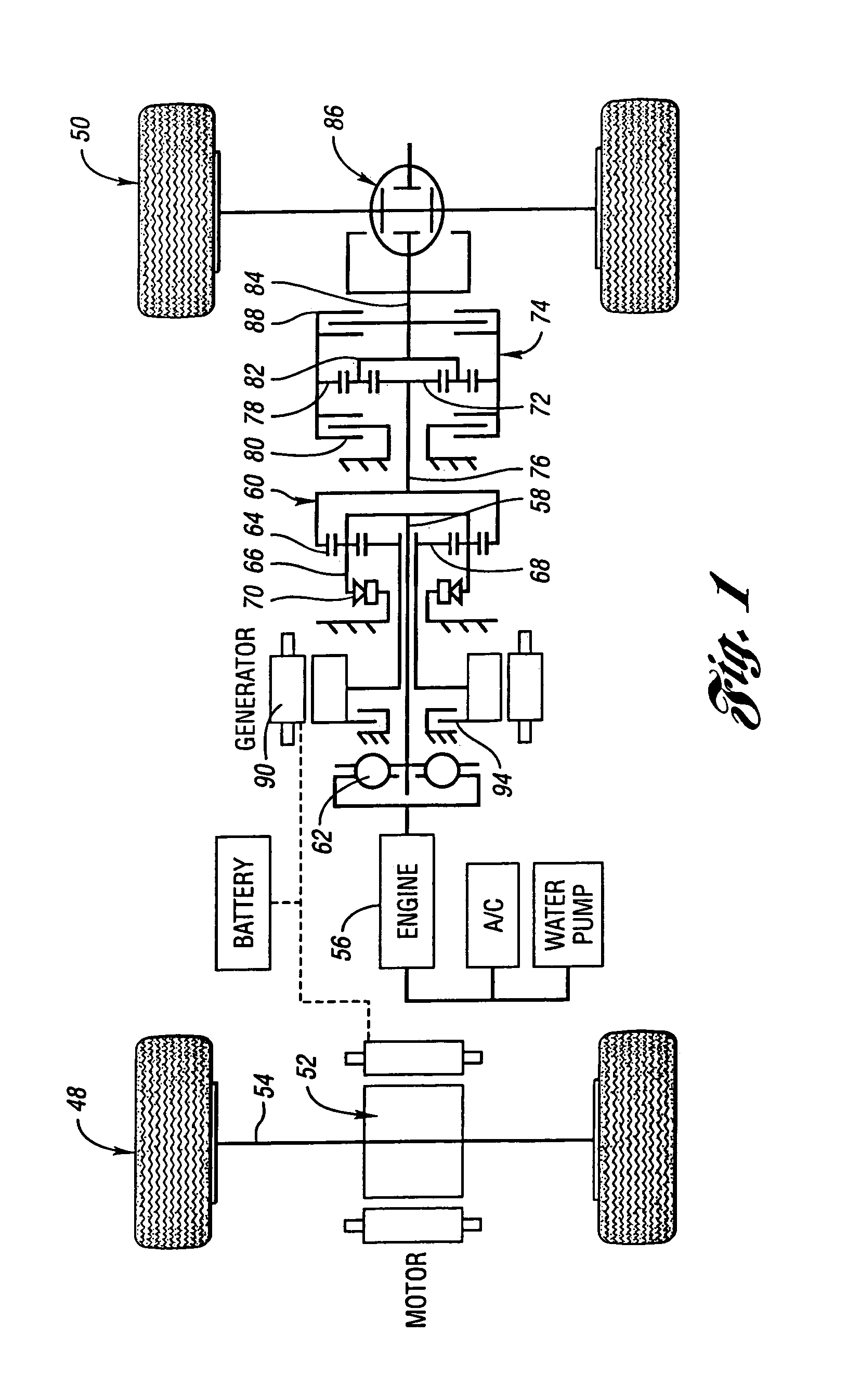 Powertrain for a hybrid vehicle with all-wheel drive capability and method for controlling wheel slip