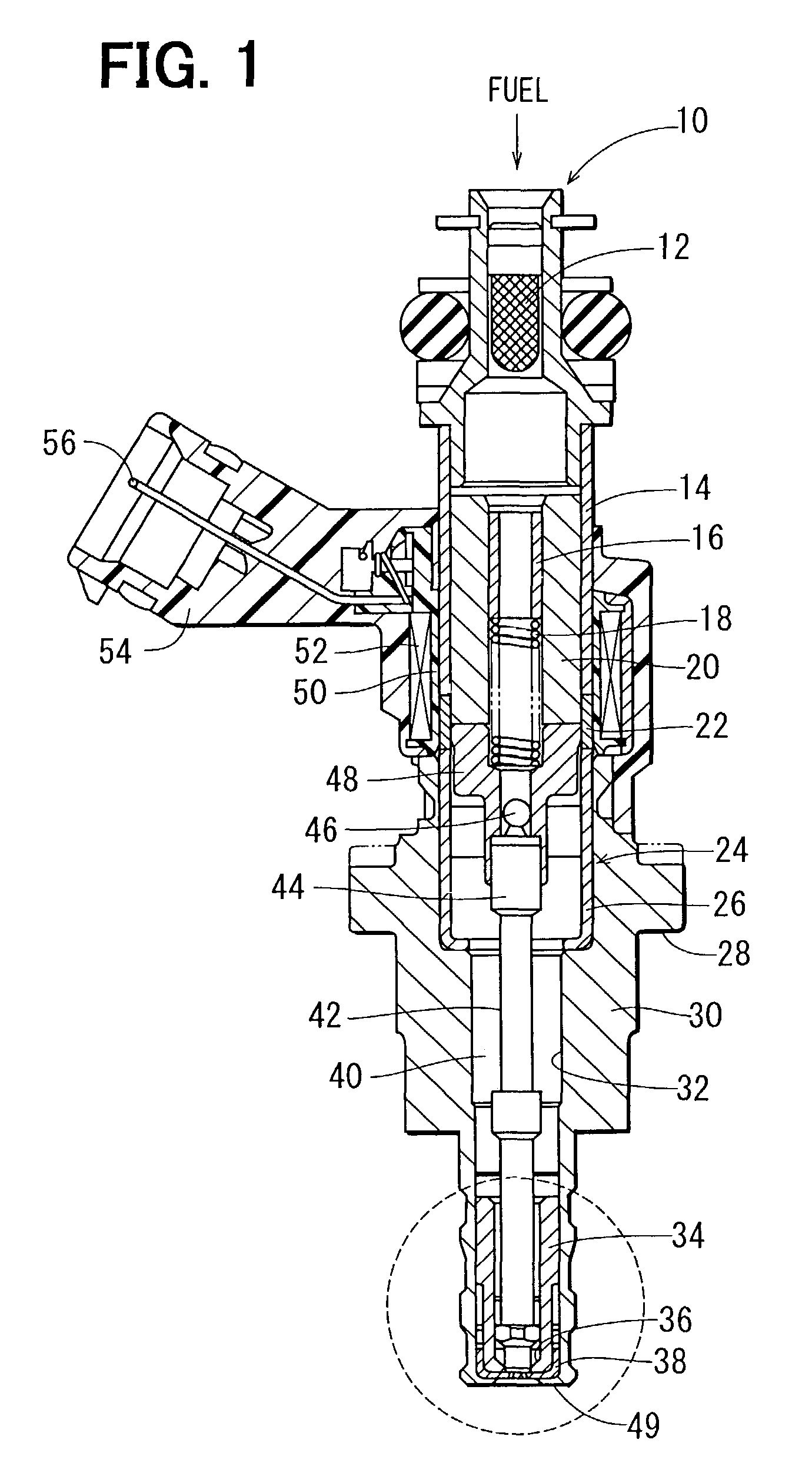 Fuel injection device having injection hole plate