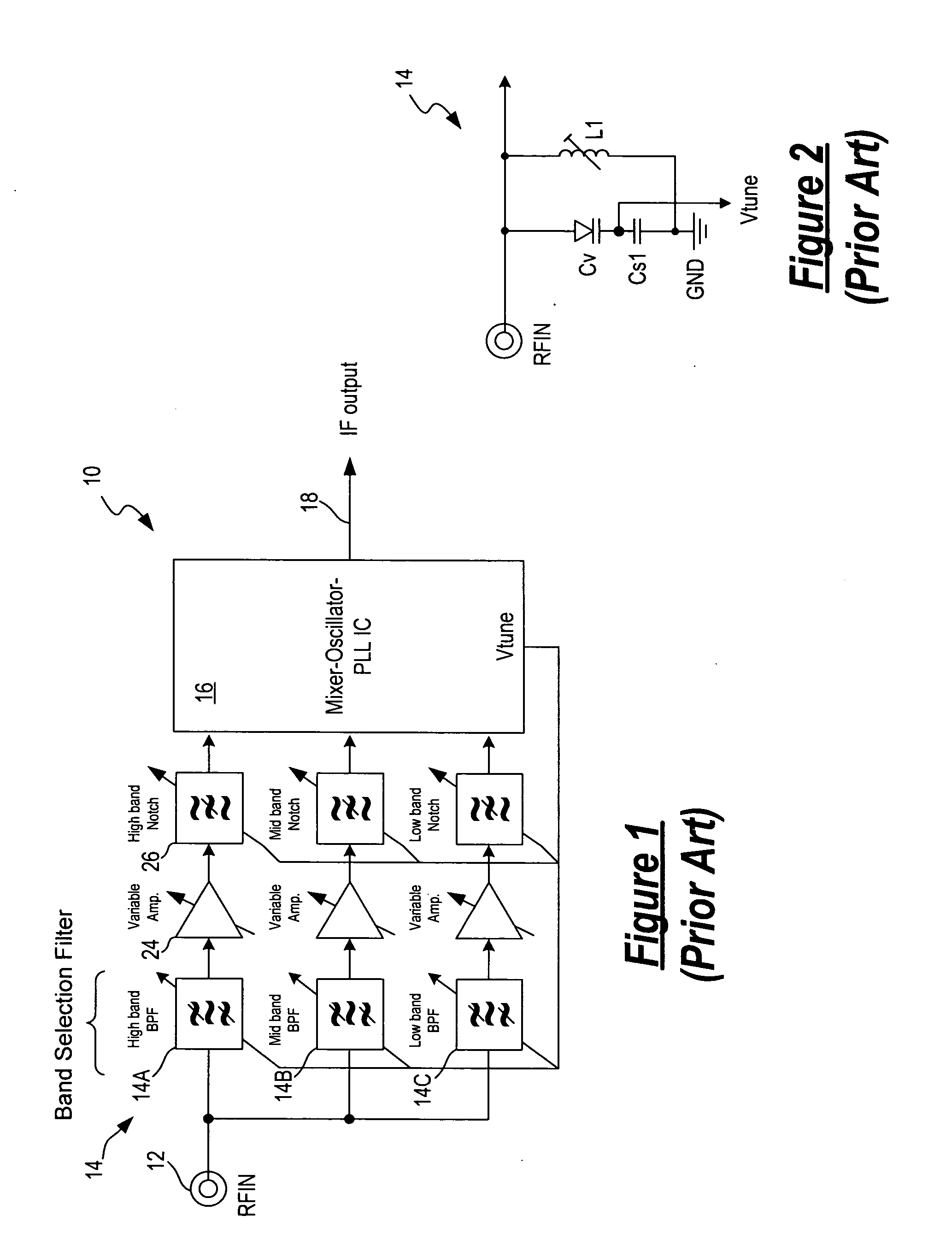 Television receiver including an integrated band selection filter