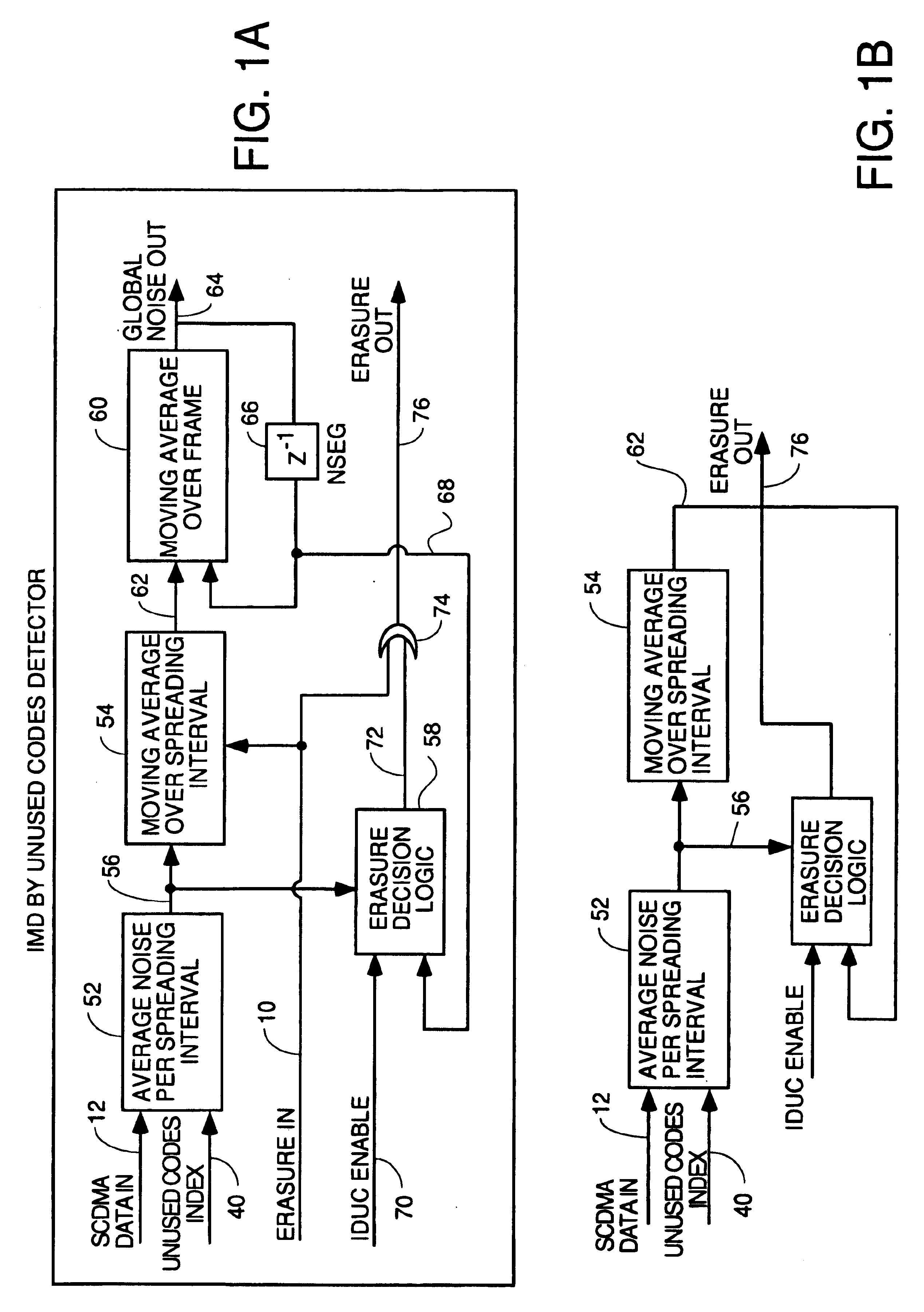 Detection of impulse noise using unused codes in CDMA systems