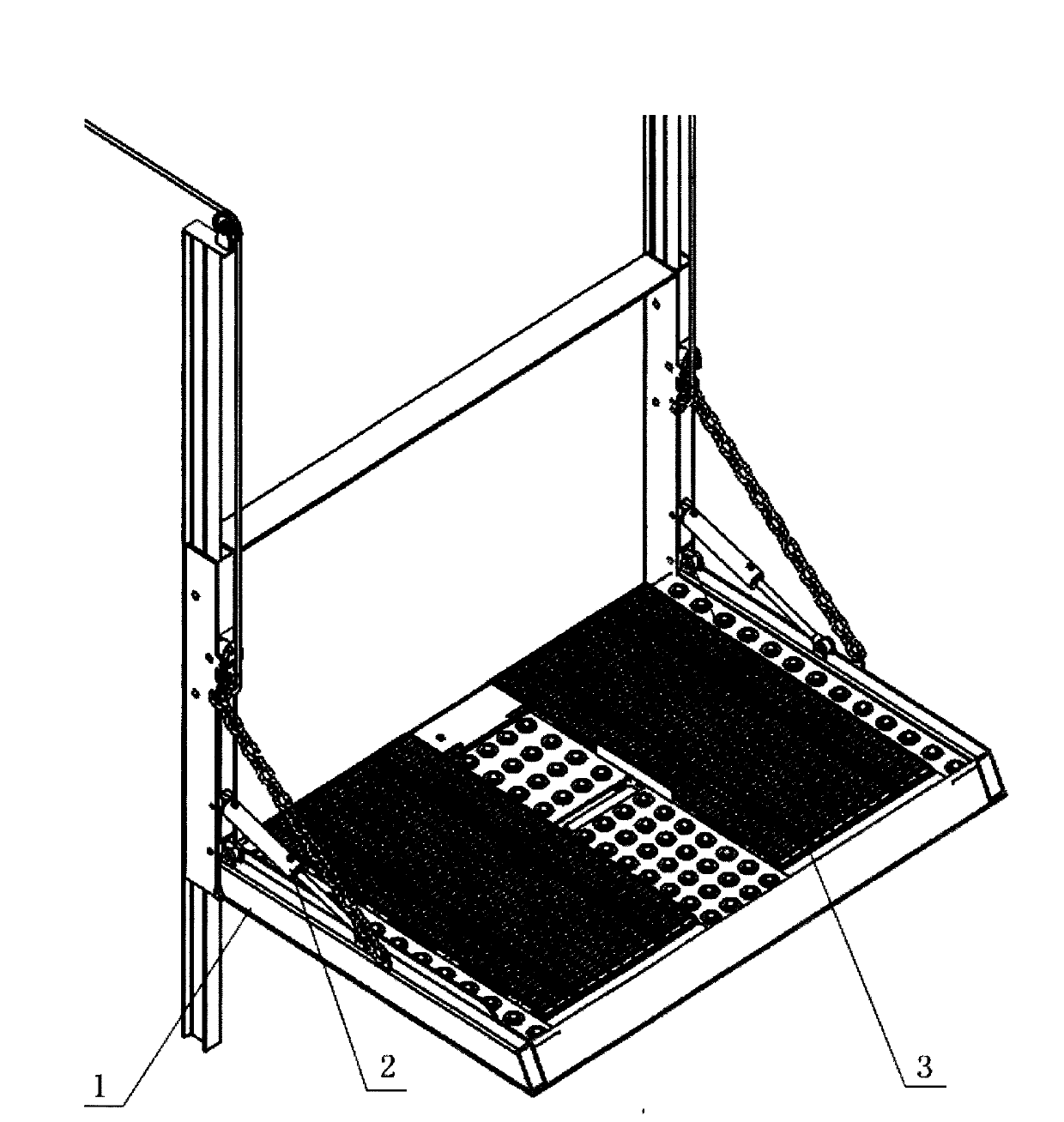 Perpendicularly-lifting tail plate capable of carrying out loading and unloading automatically