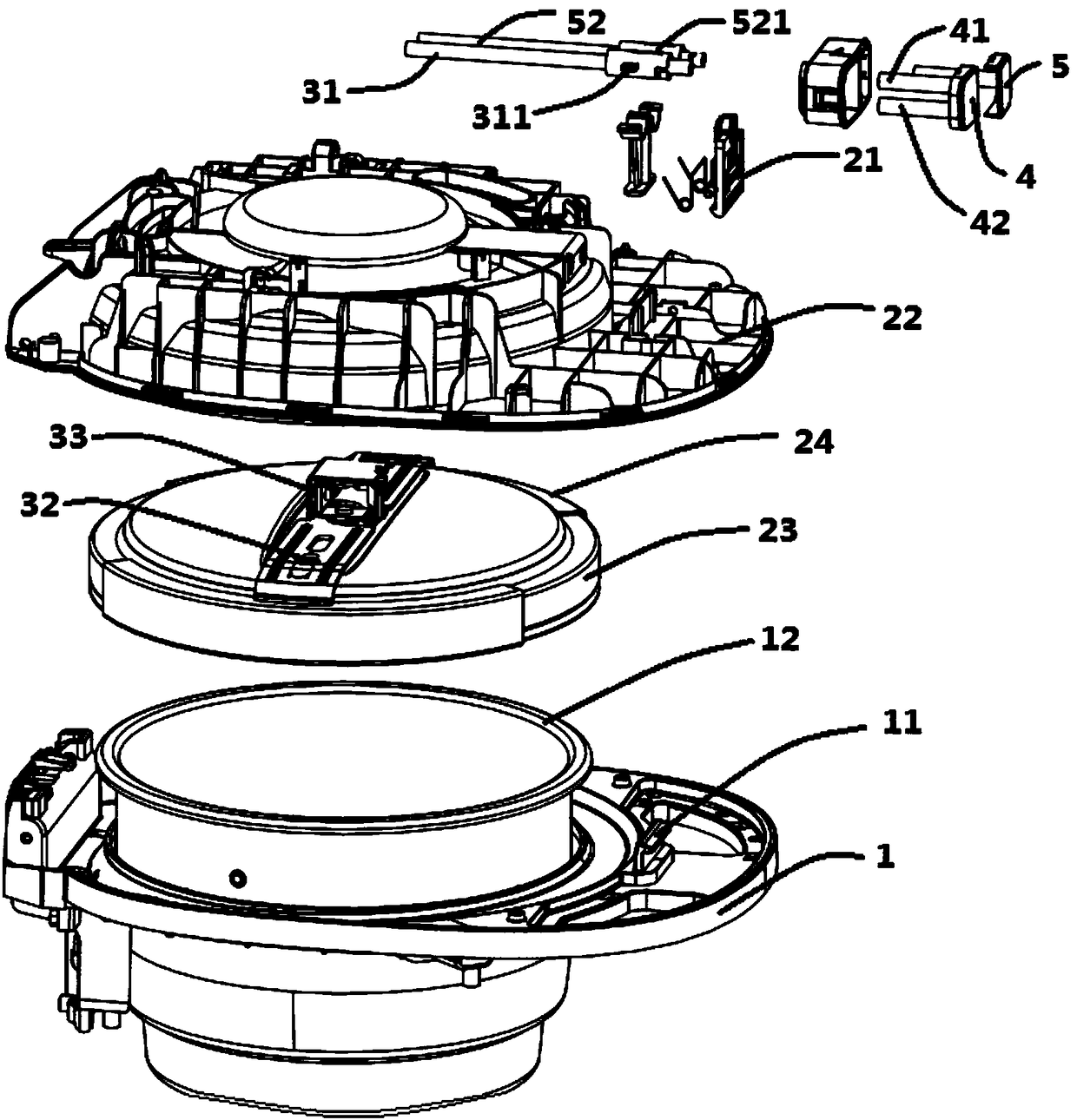 Integrated pressure cooker facilitating lid opening