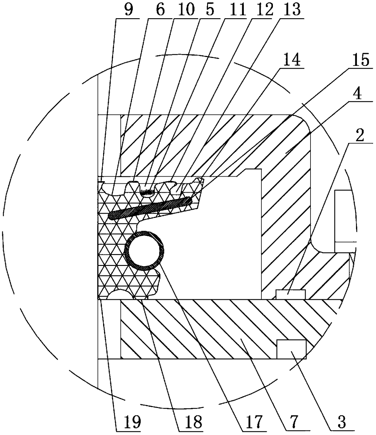 Suction cup type end face marine rudderstock lip seal