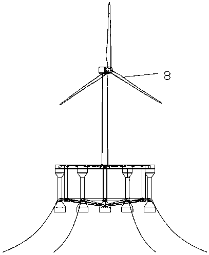 Deep sea floating type fishery and animal husbandry-wind power combined platform system