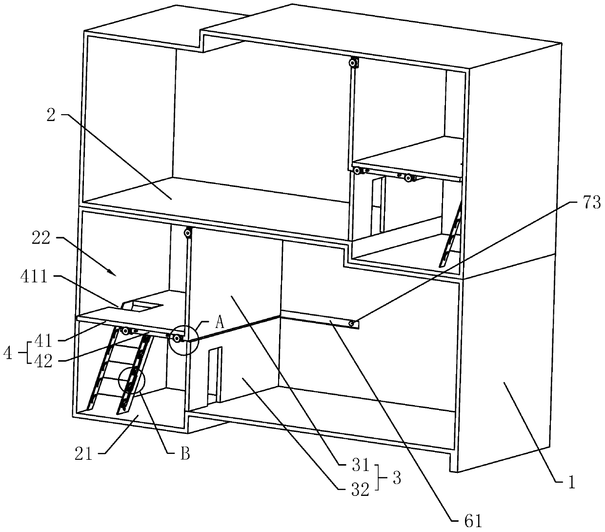 Split-level elevation reducing building structure