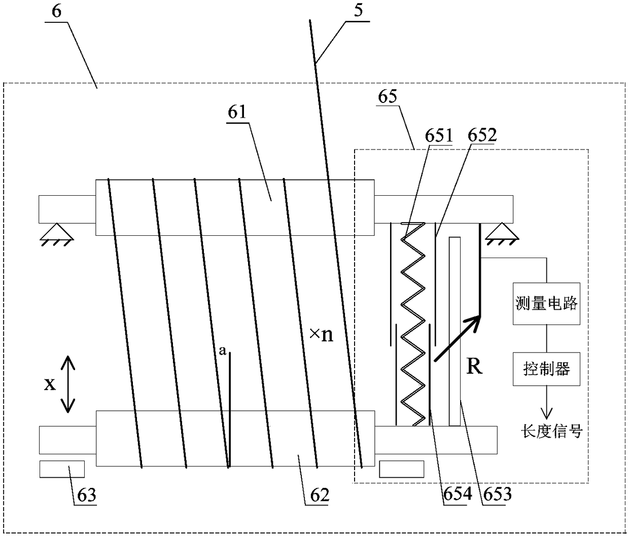 Length measuring device and length measuring oil cylinder