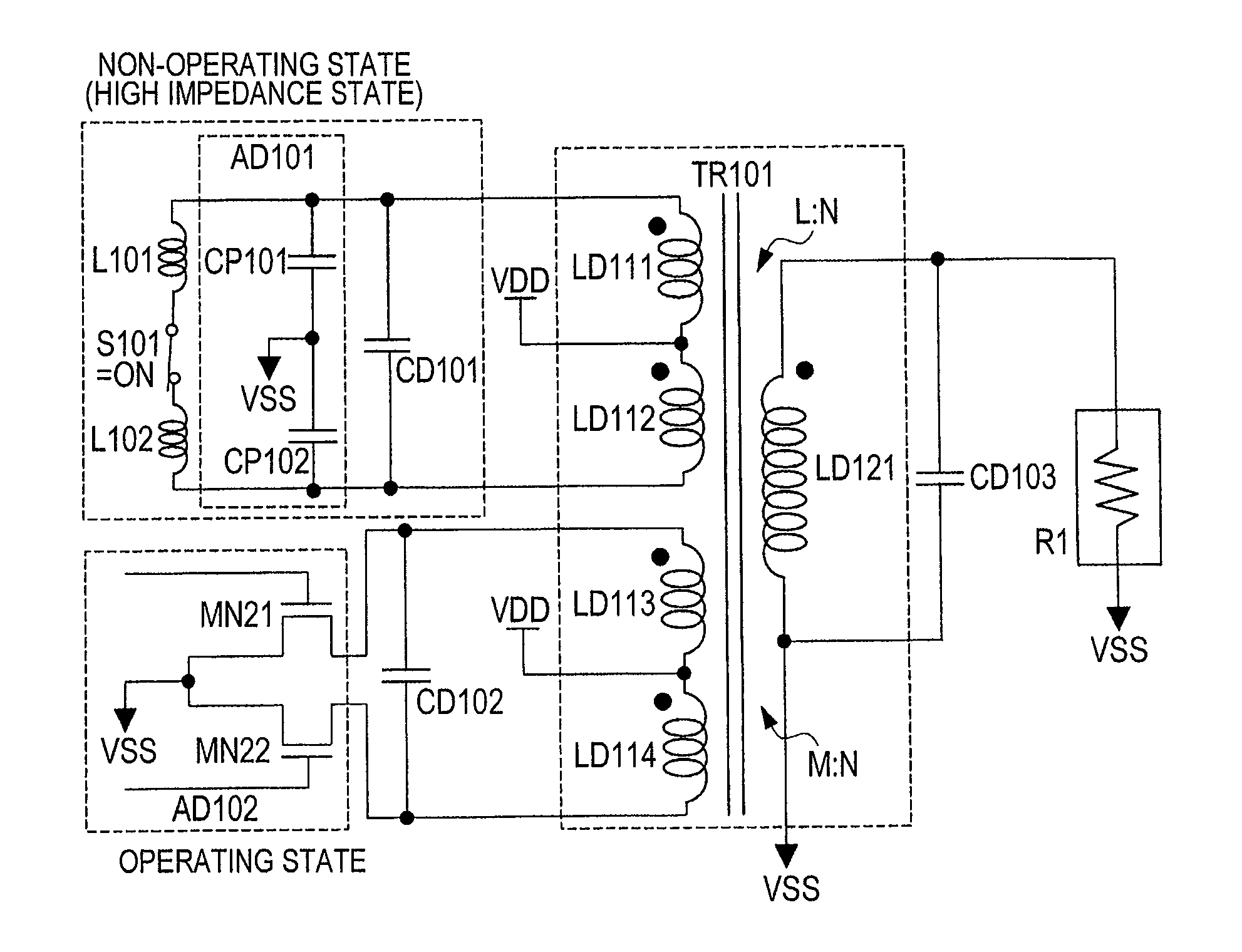 High-frequency power amplifying device