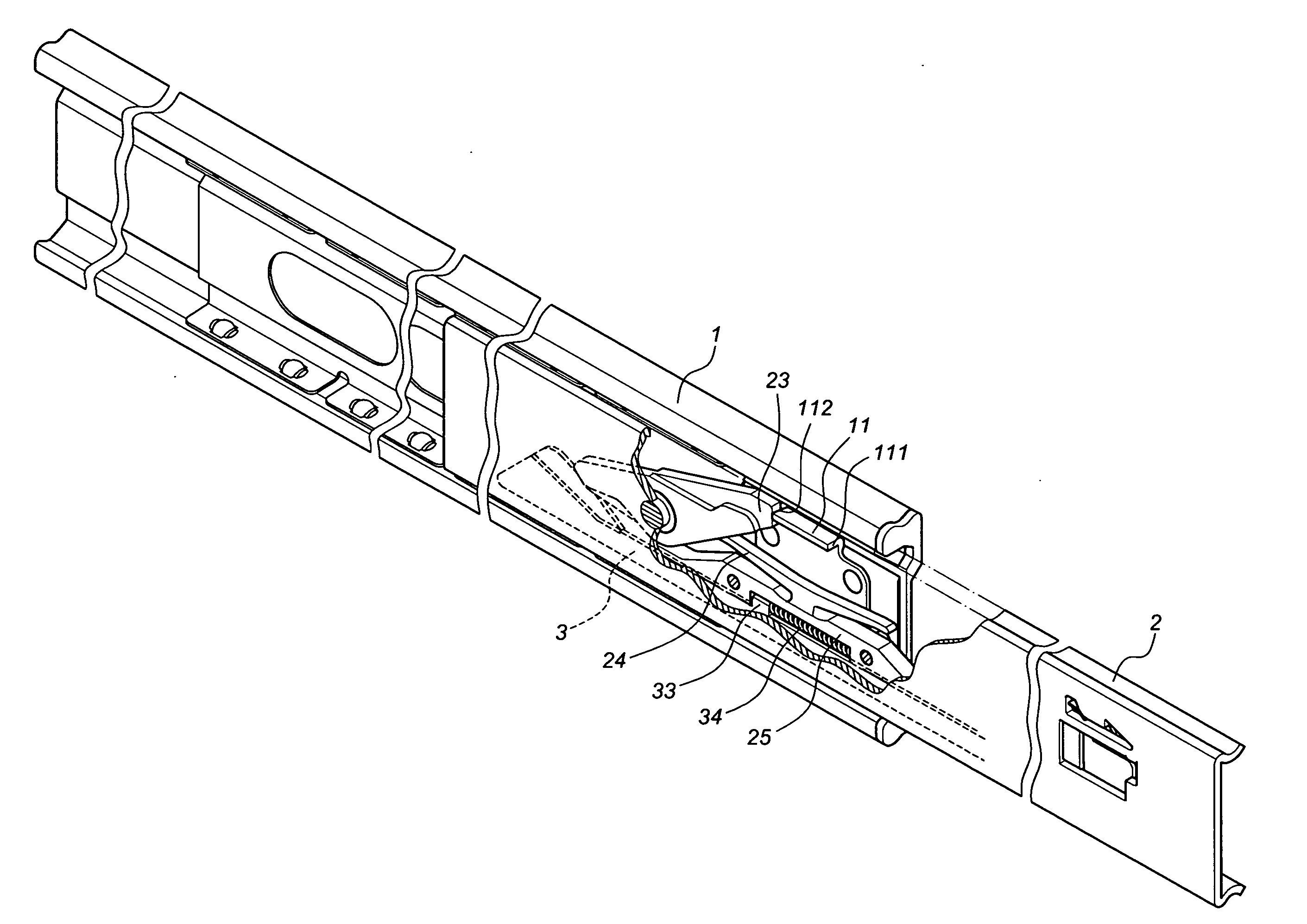 Locating structure for a slide assembly