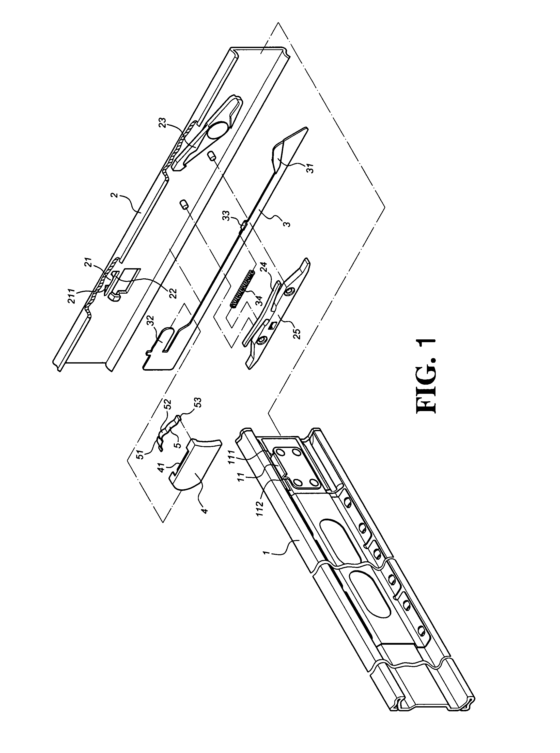 Locating structure for a slide assembly