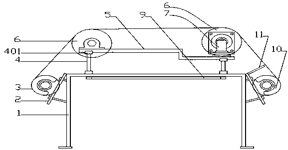 Blown film winding device in automatic correction