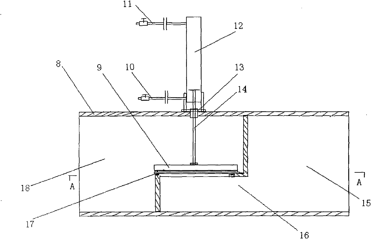 Canal discharge facility with valve plate pneumatic valve