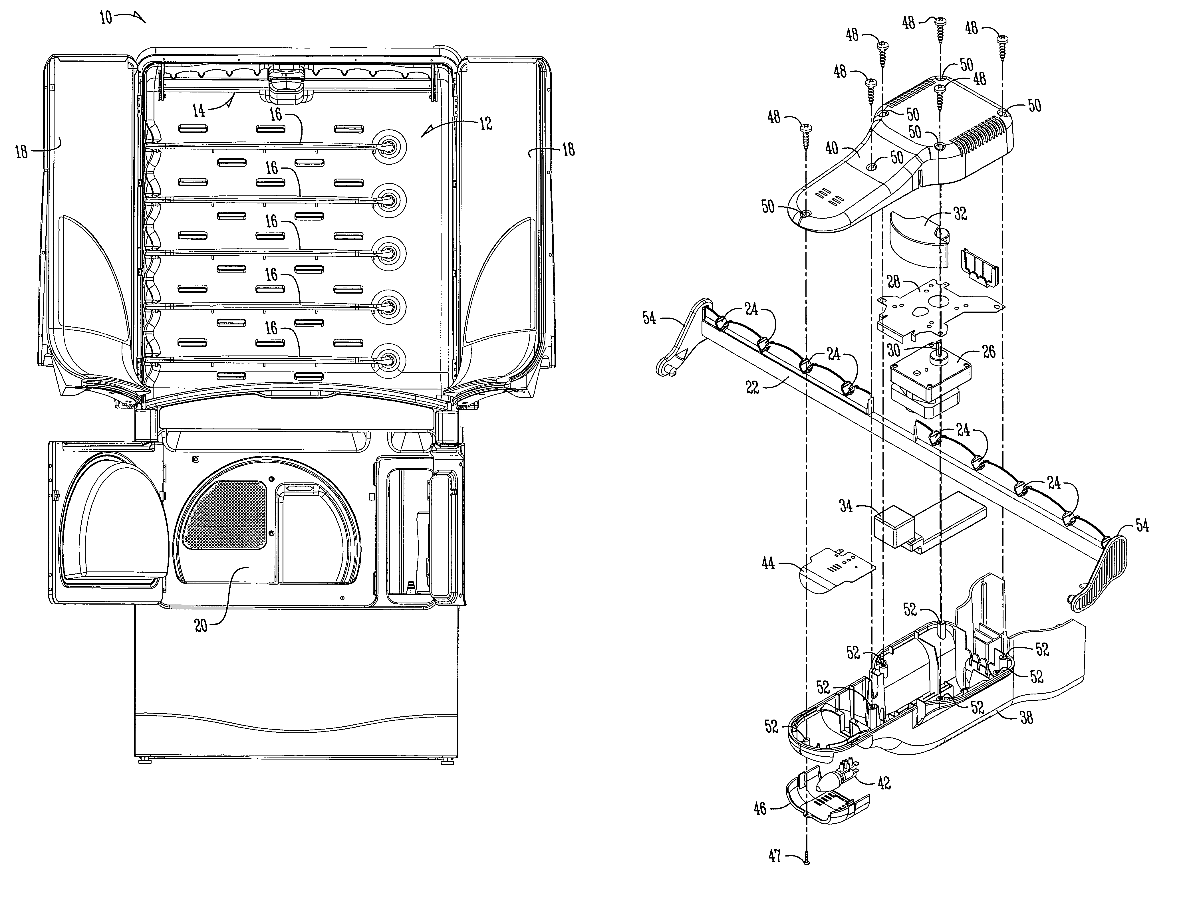 Drying cabinet shaker mechanism