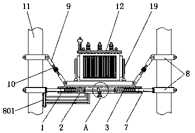 Movable hanging installation mechanism for synchronously pulling out grounding lead of power transformer