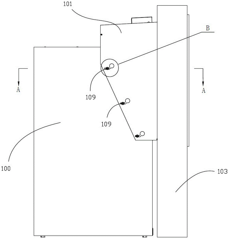 The fastening structure of the atm machine through the wall cover