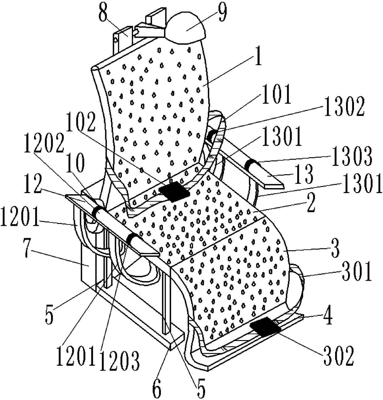 Psychopath binding chair for traditional Chinese medicine fumigation information collection