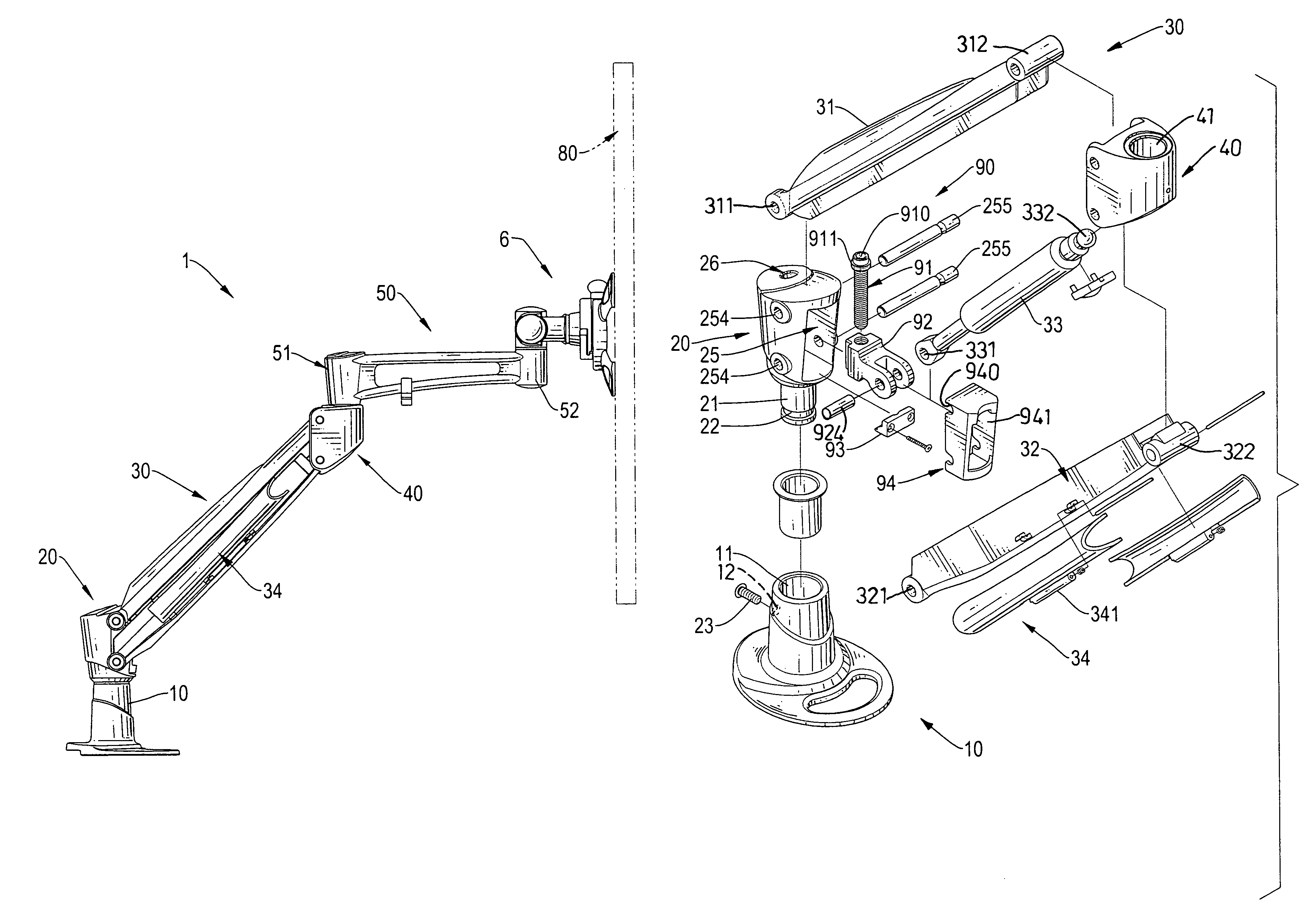 Support apparatus for suspending a monitor