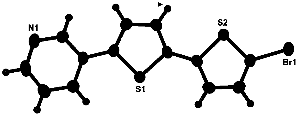 A kind of bromopyridine bisthiophene purple-blue fluorescent material