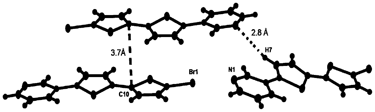 A kind of bromopyridine bisthiophene purple-blue fluorescent material