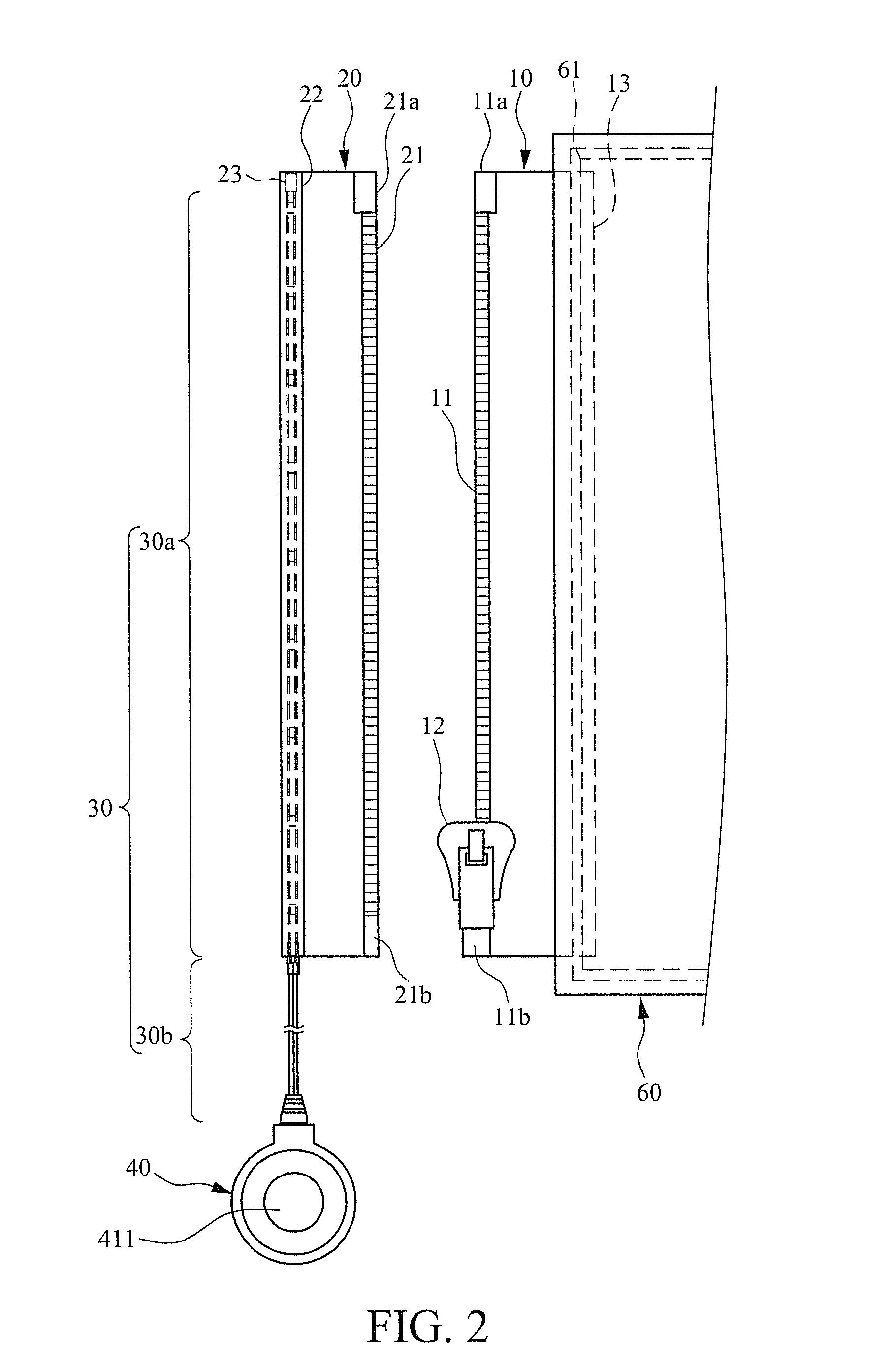 Light bar-combined removable zipper