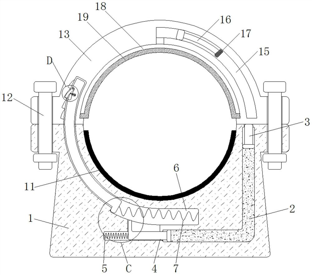 An anti-loosening and protective fixing device for sewage pipelines