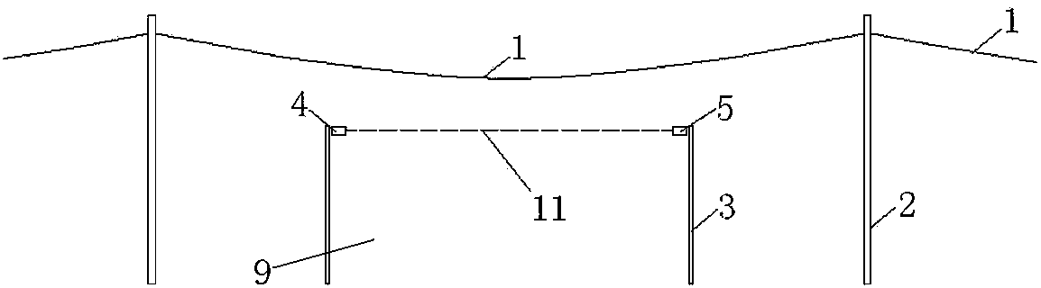 Construction protection structure under overhead high voltage line and its application method