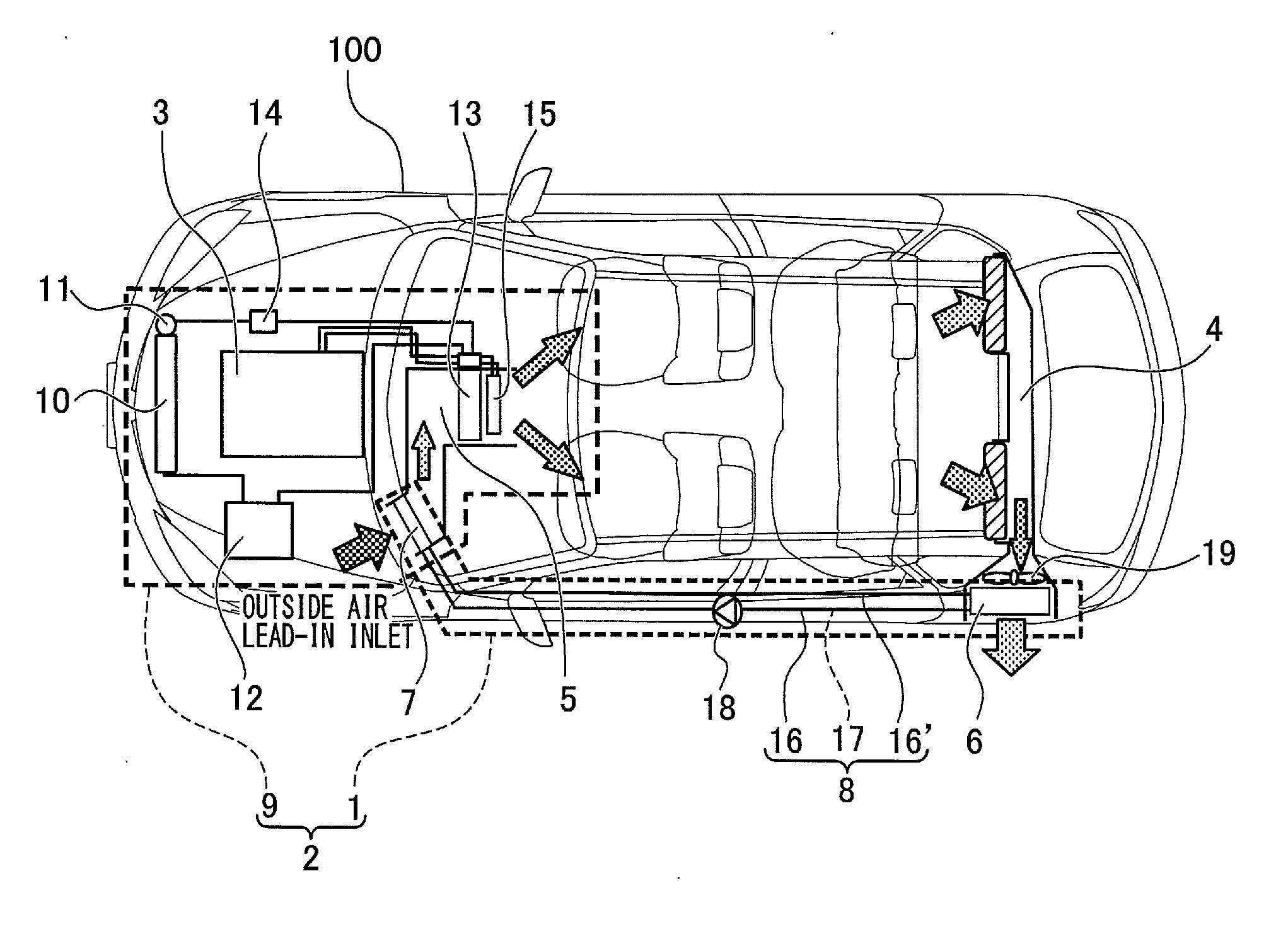 Ventilation load-reducing apparatus and vehicle air conditioner using the same