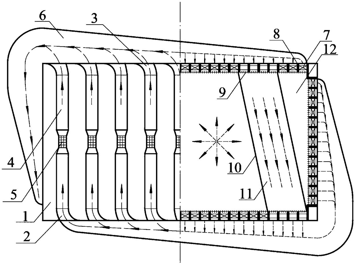 Omnidirectional flow making pipeline system of underwater vibrating platform