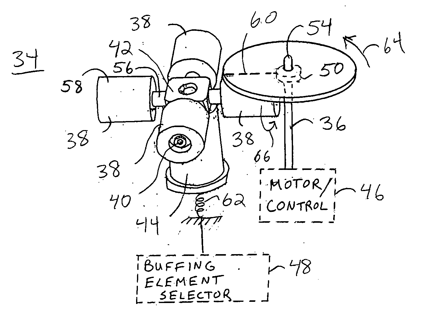 Buffing head and method for reconditioning an optical disc