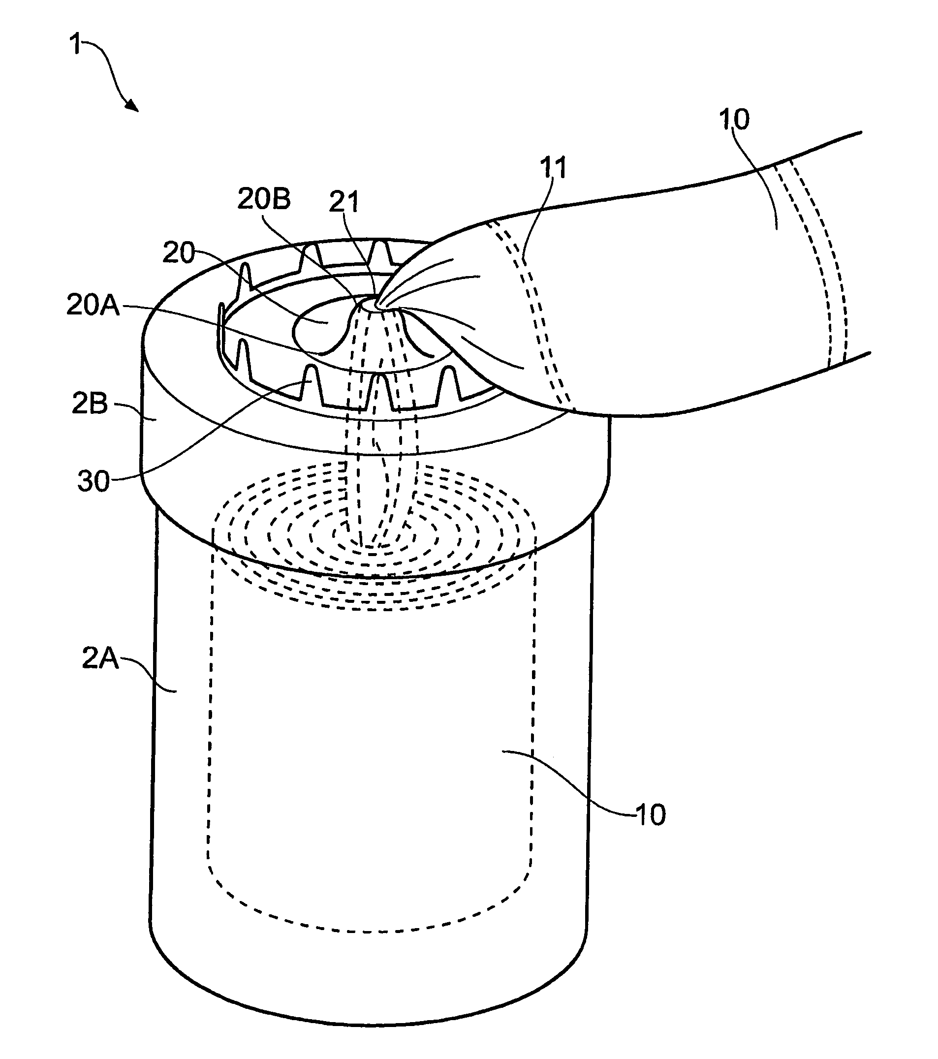 Container of wipes with dispensing nozzle