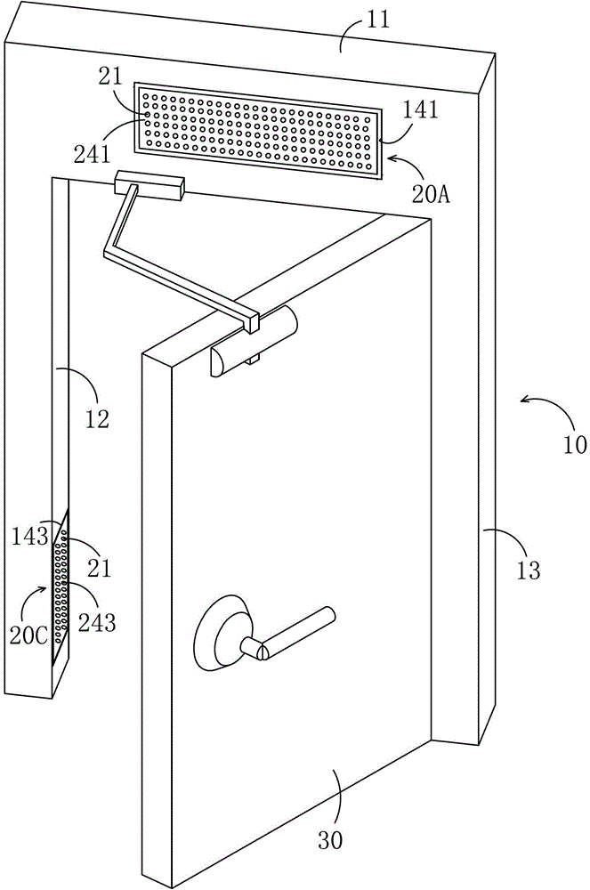 Multi-direction escaping illumination fireproof door