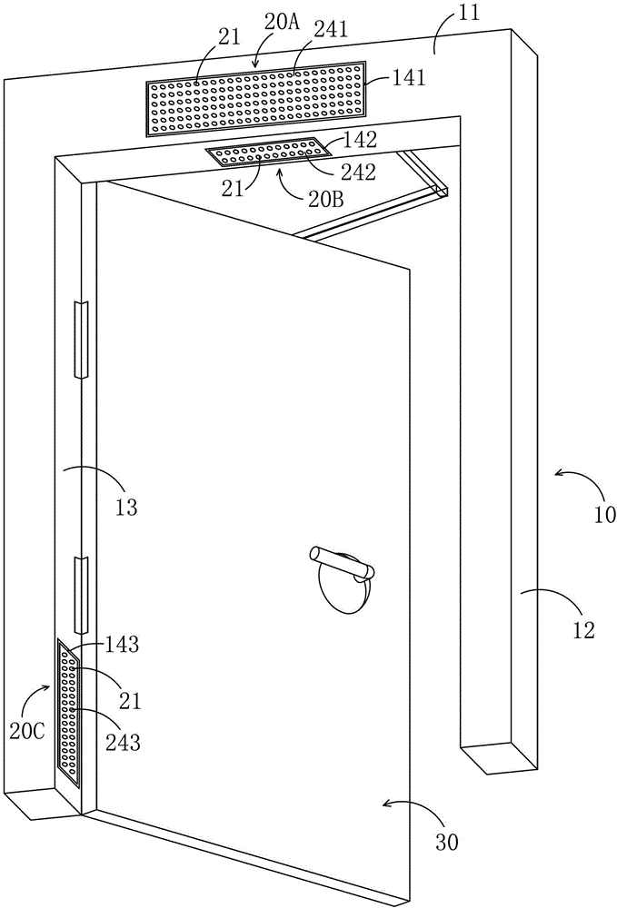 Multi-direction escaping illumination fireproof door