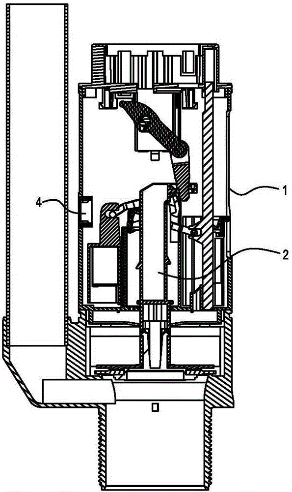 A guide mechanism for a drain valve housing