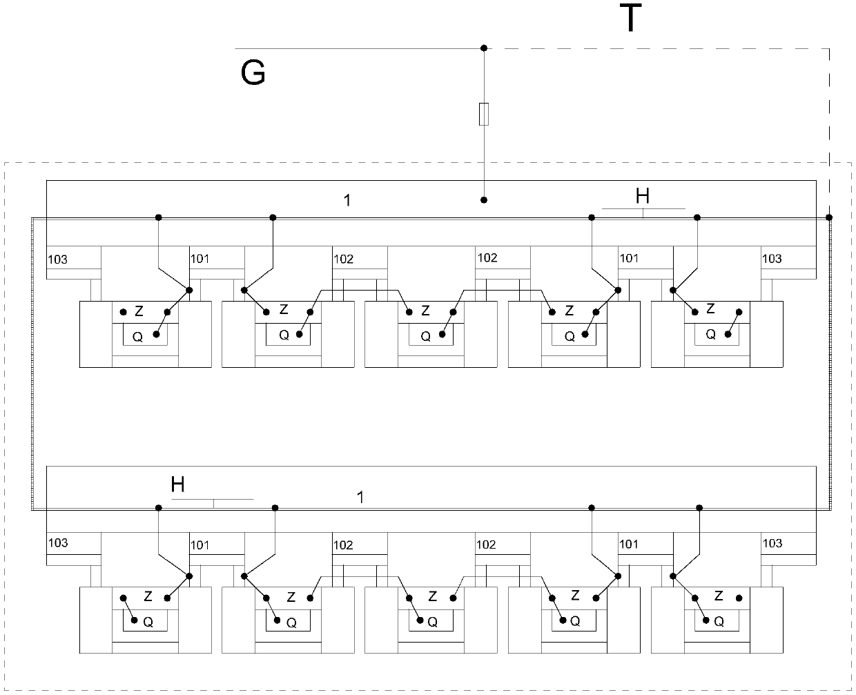 A working grounding structure for the suspension frame of medium and low speed maglev trains