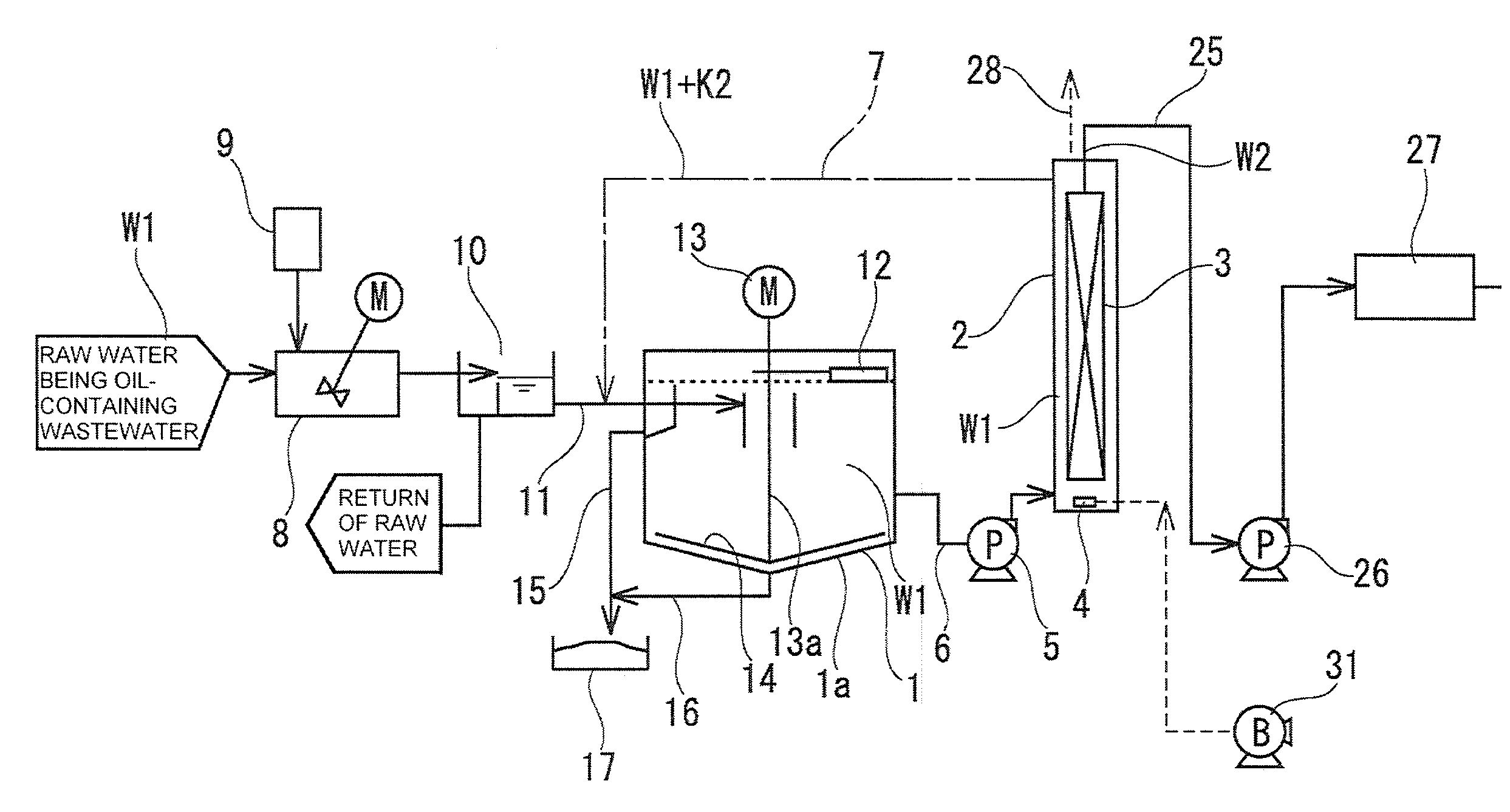 Oil-containing wastewater treatment system