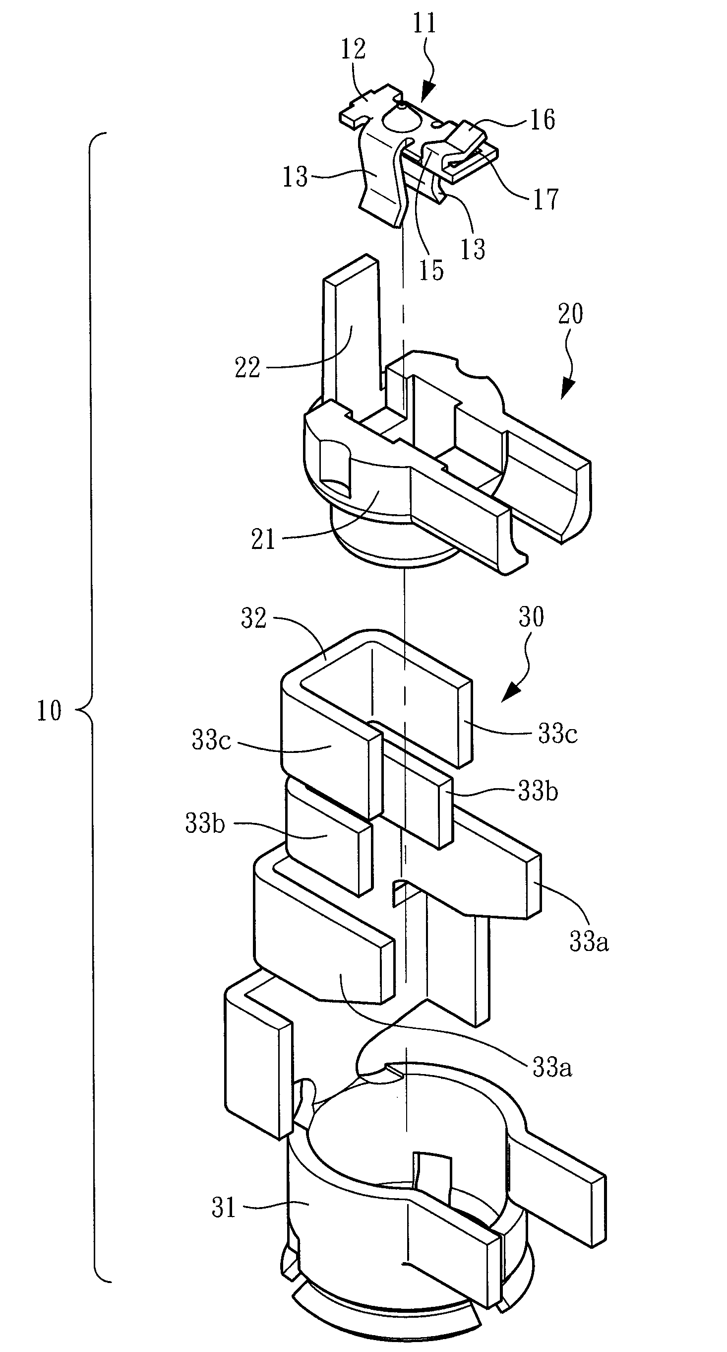 Coaxial cable connector with a connection terminal having a resilient tongue section