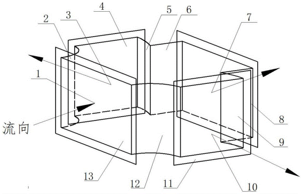 Fire-proof smoke-exhausting-type variable cross-shaped shunting regulation four-way device and dust retention-prevention processing method