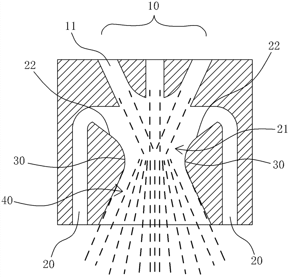 Sector-shaped spraying generating device