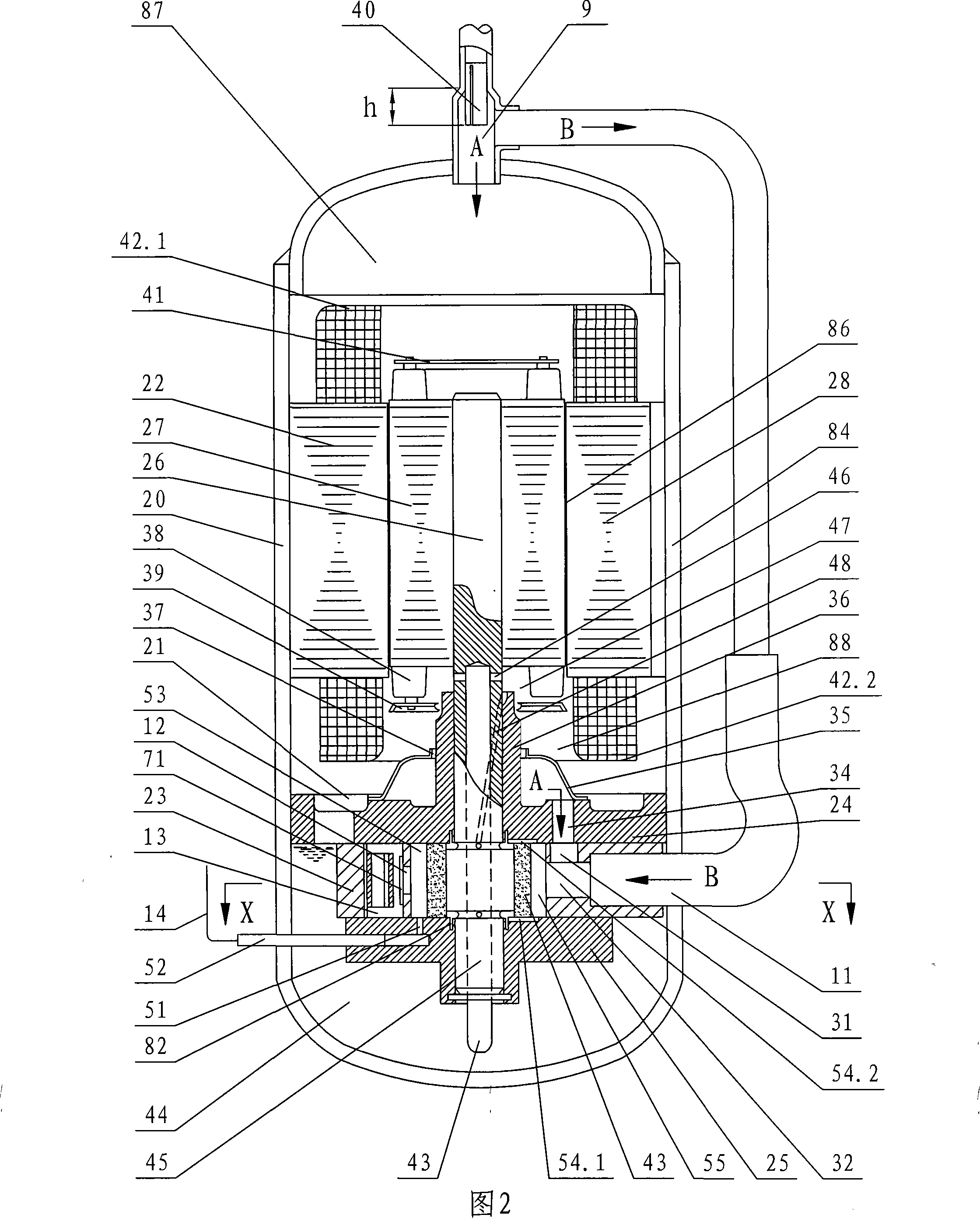 Rotation-type compressor with housing low pressure, control mode of coolant and oil return and applications thereof