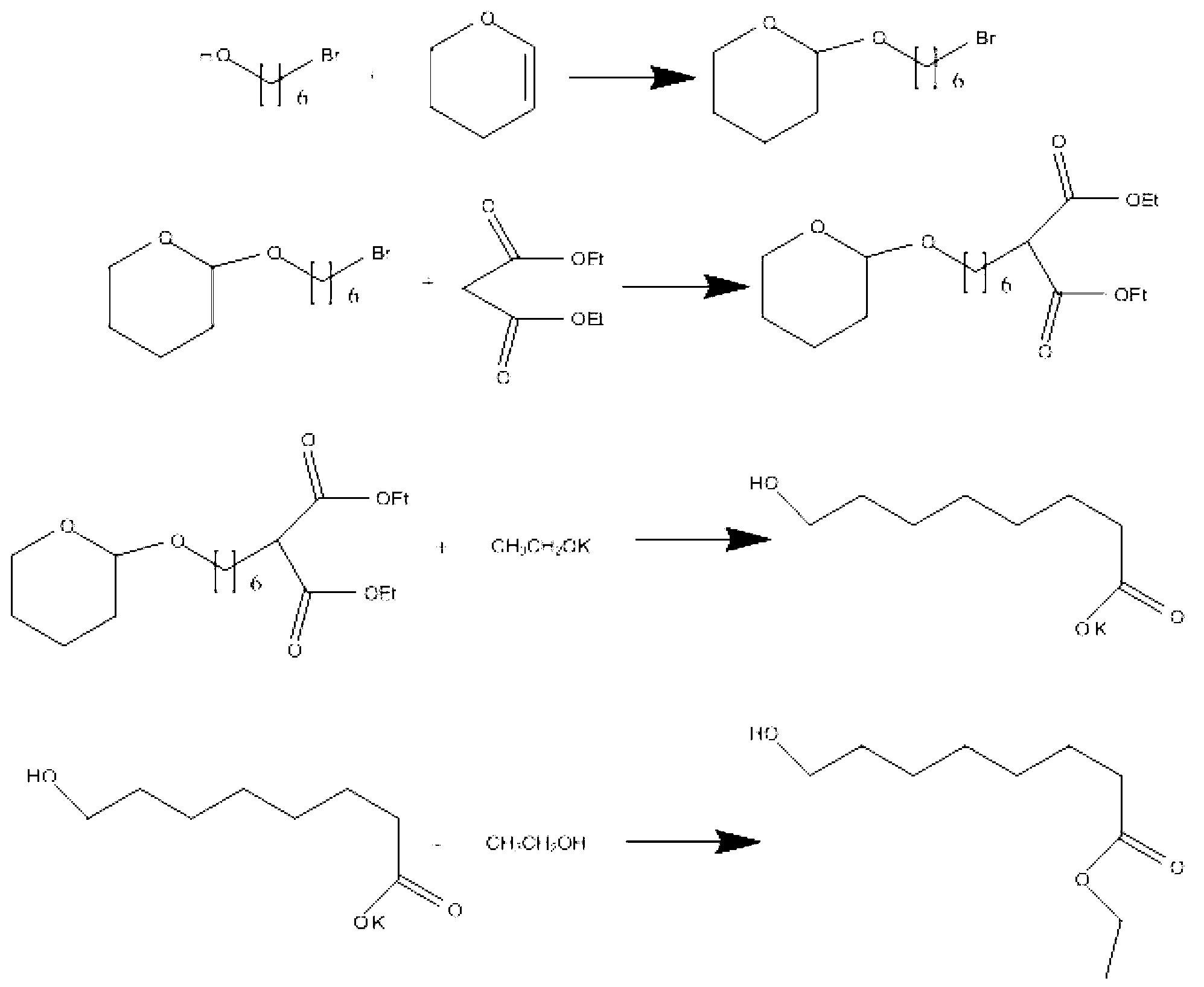 Synthesis method of 8-hydroxyl ethyl caprylate
